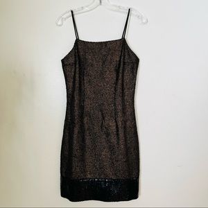 NWT Tracy Reese Plenty Frock Sequin Trim Dress size 4 Black Gold